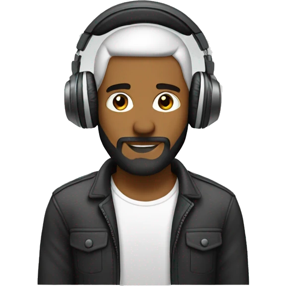 bold guy with small beard with headphones on the head emoji