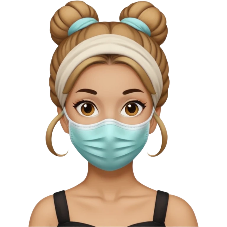 bun haired woman with mask emoji