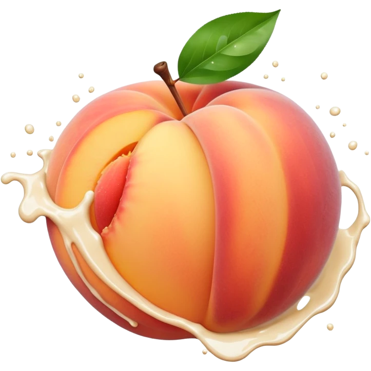 Peach with an opening with milk splatters emoji