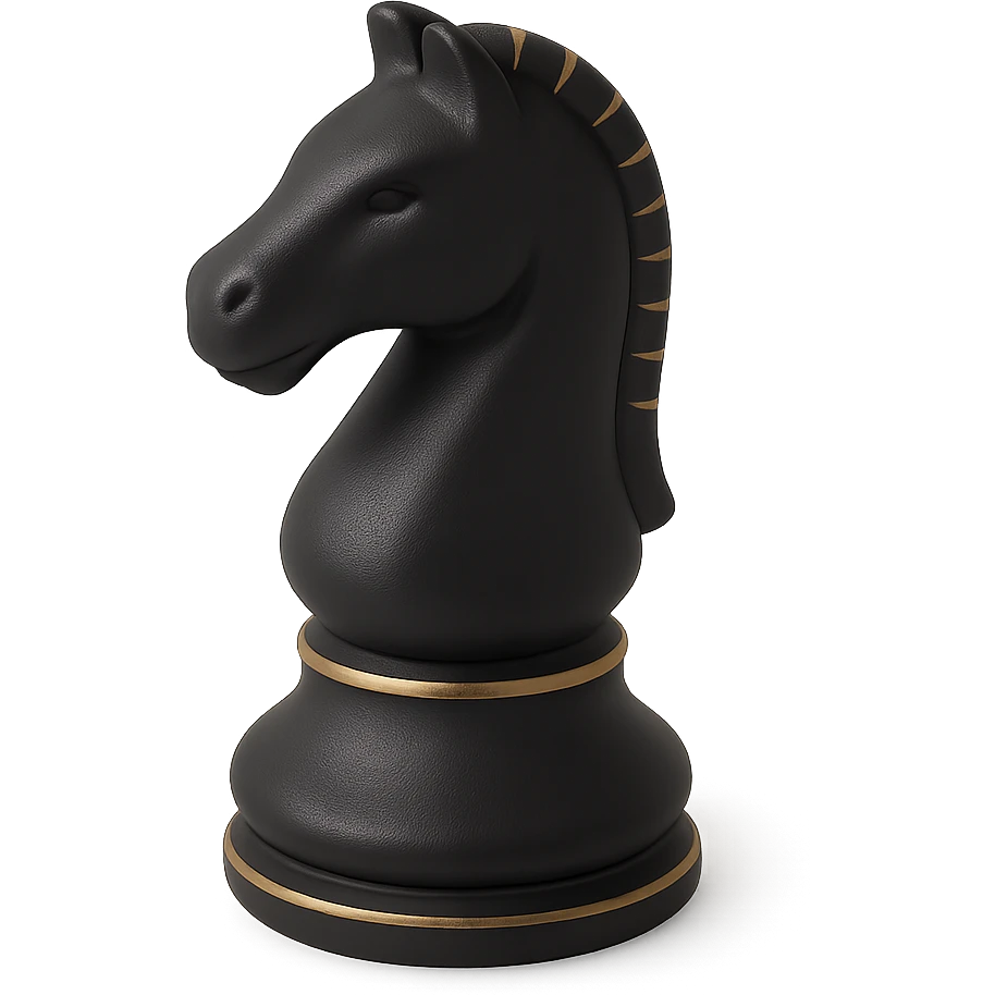 a chess knight in 3D black style emoji