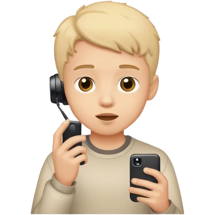 a boy recording a video with phone emoji