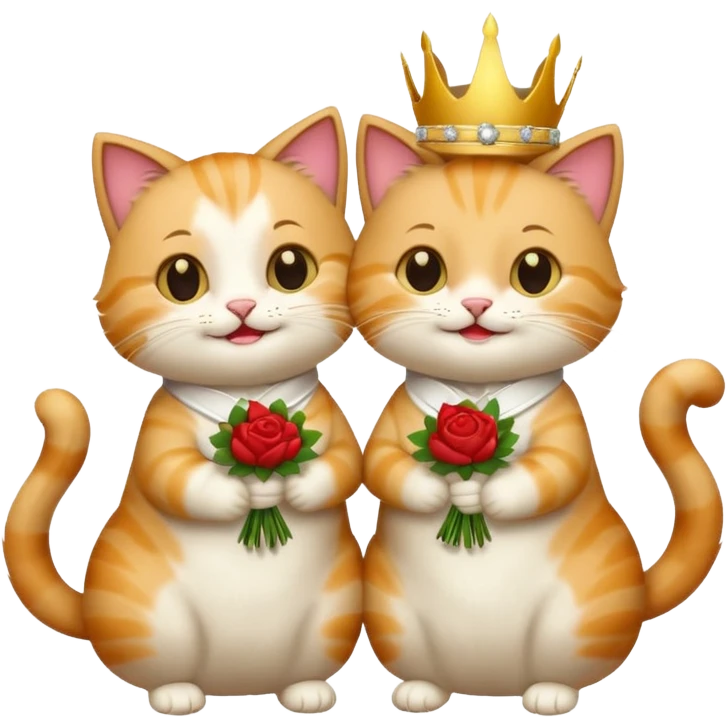 two happy cats getting married emoji