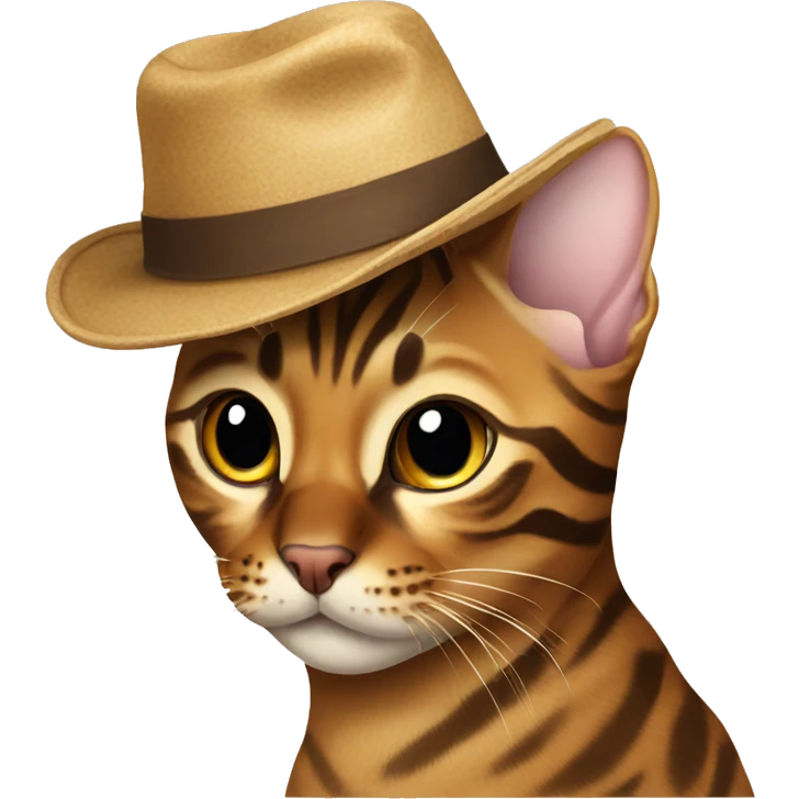 Brown bengal cat wearing a hat emoji