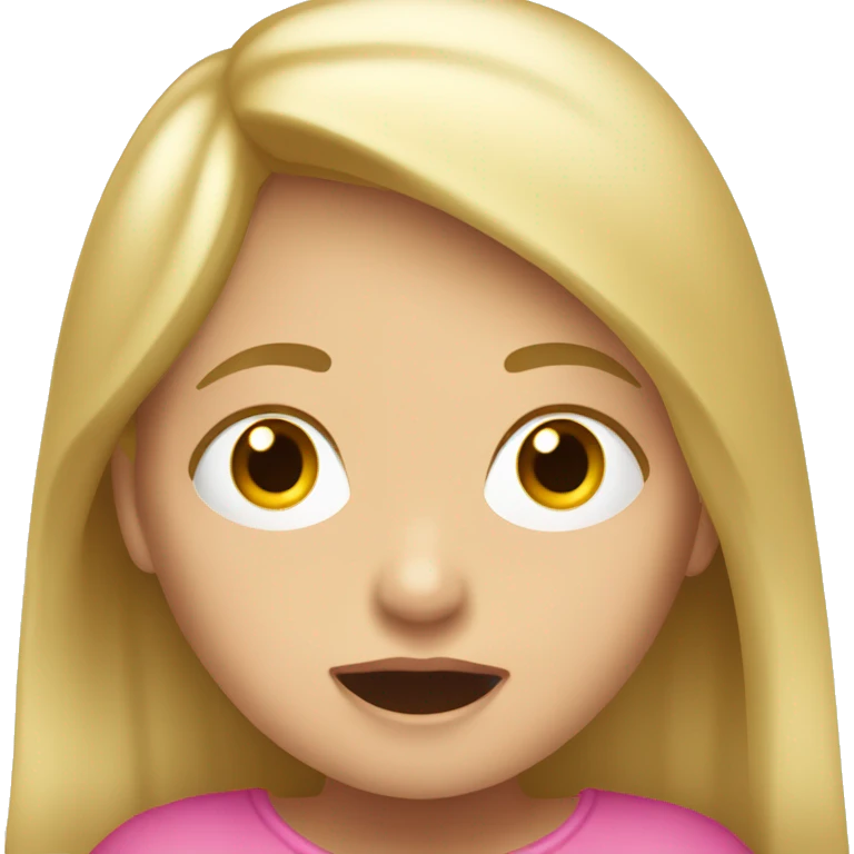 Una niña rubia enojada sacando la lengua  emoji