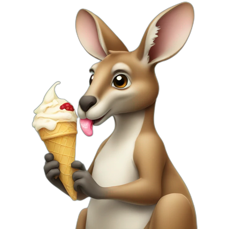 Kangaroo eating ice cream emoji