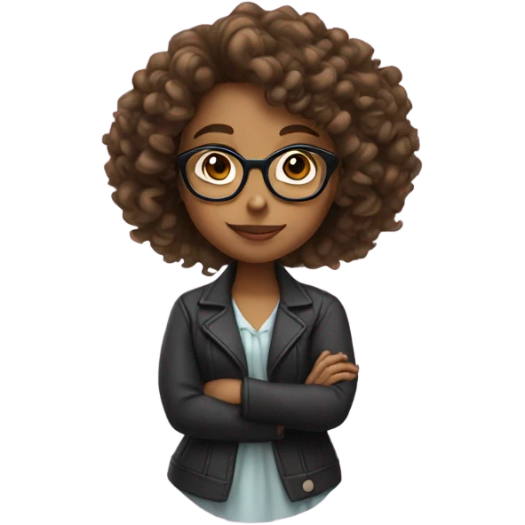 Girl wearing glasses with curly hair  emoji