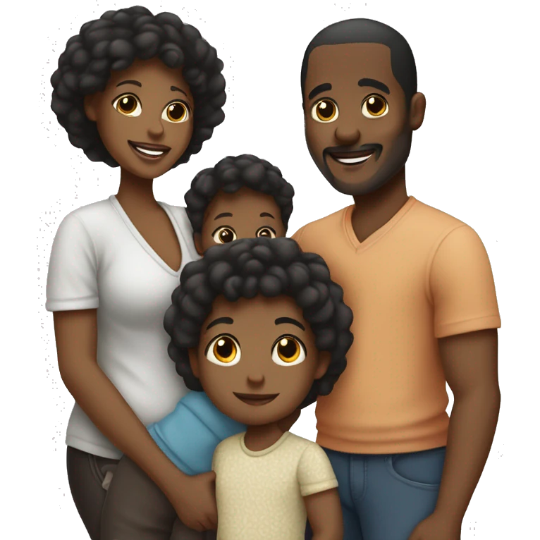 black family of 5 with 2 little sons, one baby girl and a mum and dad emoji