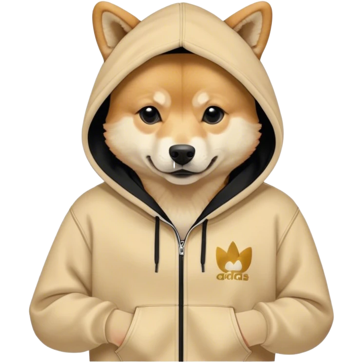 Doge in black addidas hoodie emoji