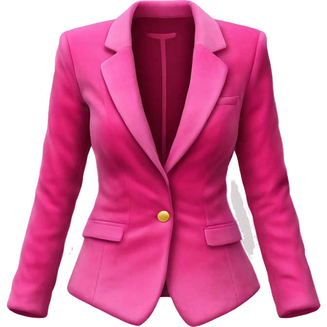 Realistic isolated open raspberry color velvet feminine fashion blazer jacket.  emoji