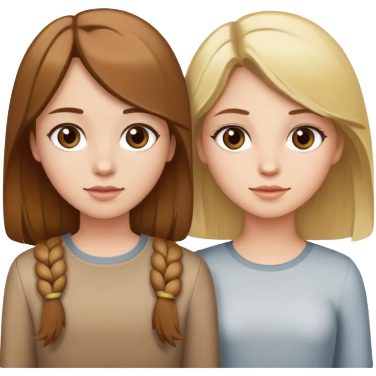 Two girls with brown and blonde hair  emoji