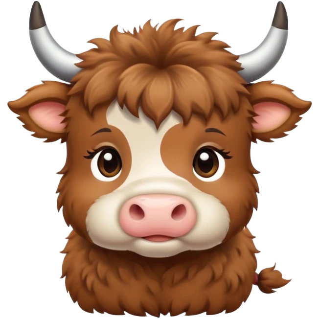 brown fluffy baby scottish cow with a small bow on head emoji