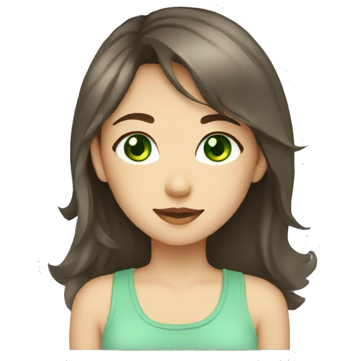 make a sticker of a girl with a green-eyed cat emoji