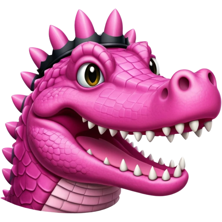 pink crocodile with a tilted black crown emoji