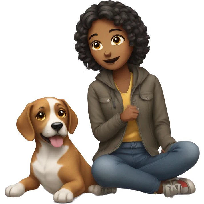 girl with dog  emoji