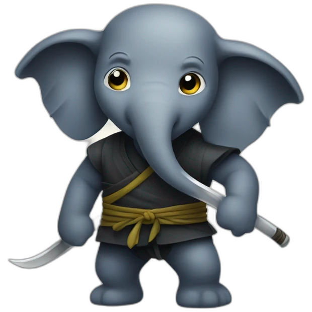 Ninja sur un elephant emoji