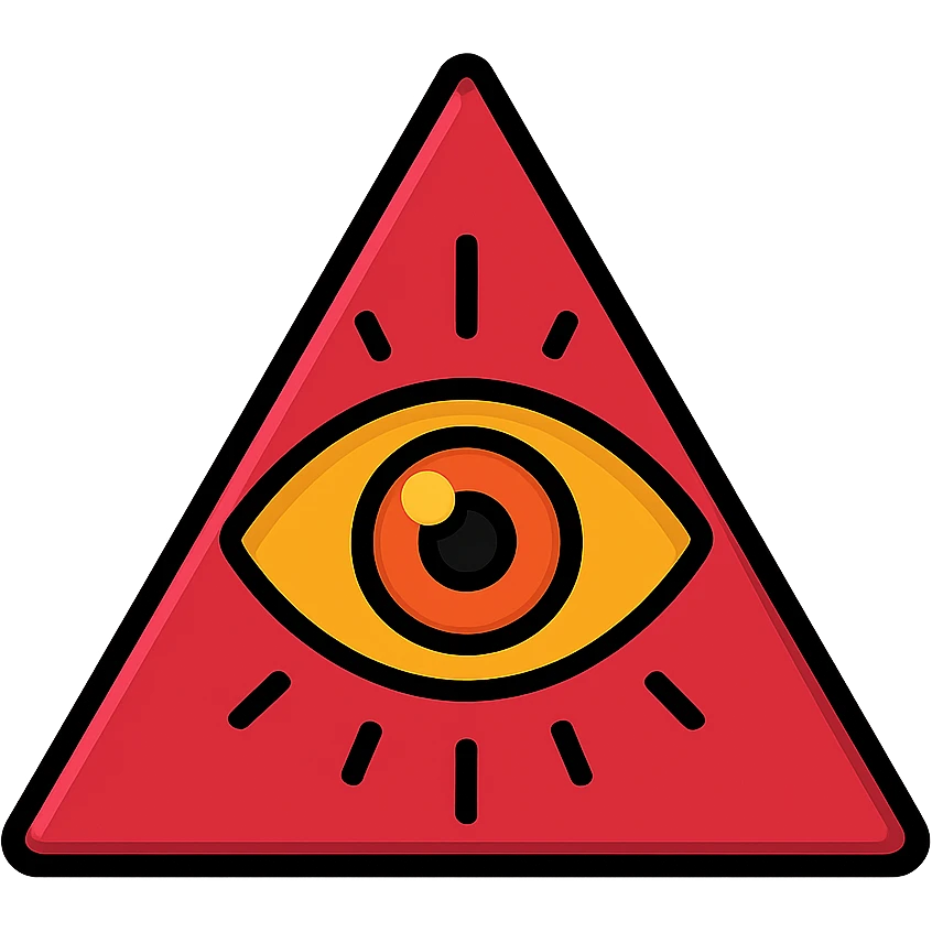A blood-red triangle with a glowing eye inside, symbol of FOE emoji