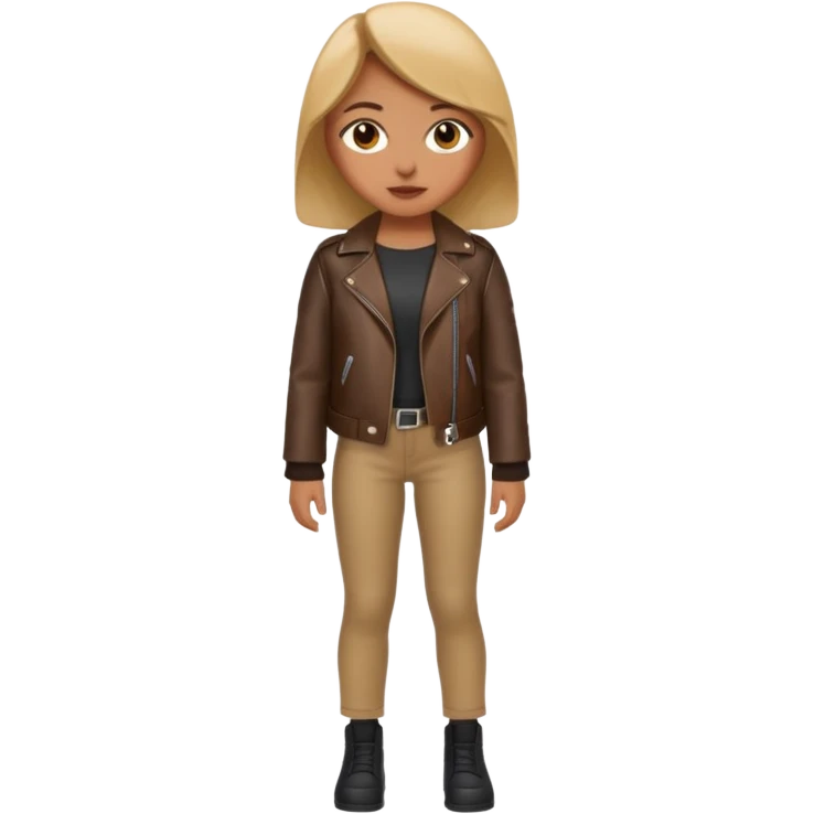 Girl in leather jocket, full body, different color emoji