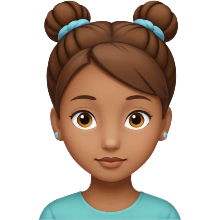 Girl with light brow skin and brown hair in a single bun emoji