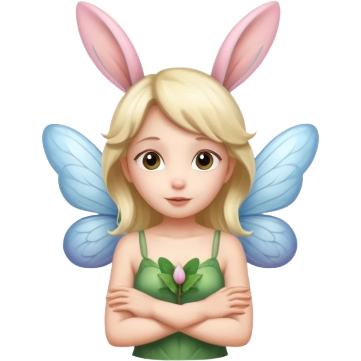 a fairy with wings and with bunny ears, whole body emoji