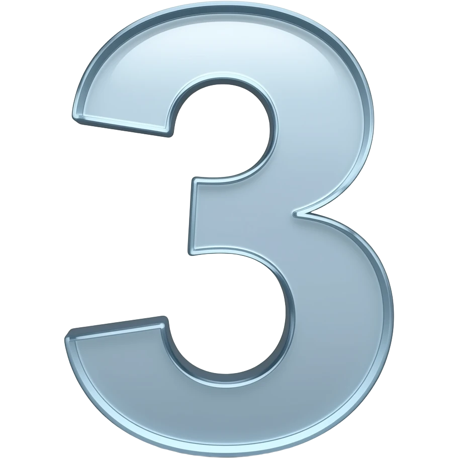 "3" nuber with glass effect emoji