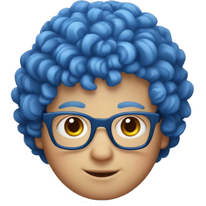 A small fat white boy with curly red hair and blue glasses emoji