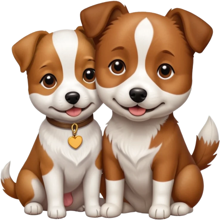 shizu dog sitting next to jack rassel dog emoji