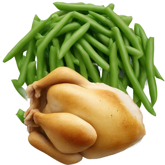 Chicken, green beans and rice on a plate  emoji