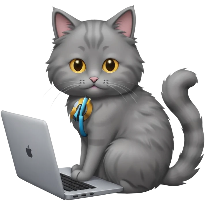 cat making music on his laptop view from the behind  emoji