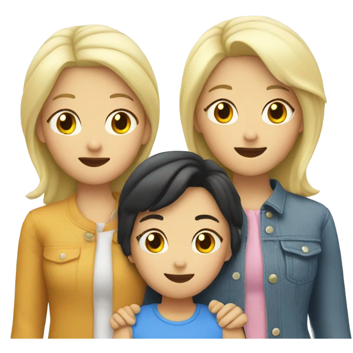 lesbian family with two asian girls two blonde girls emoji