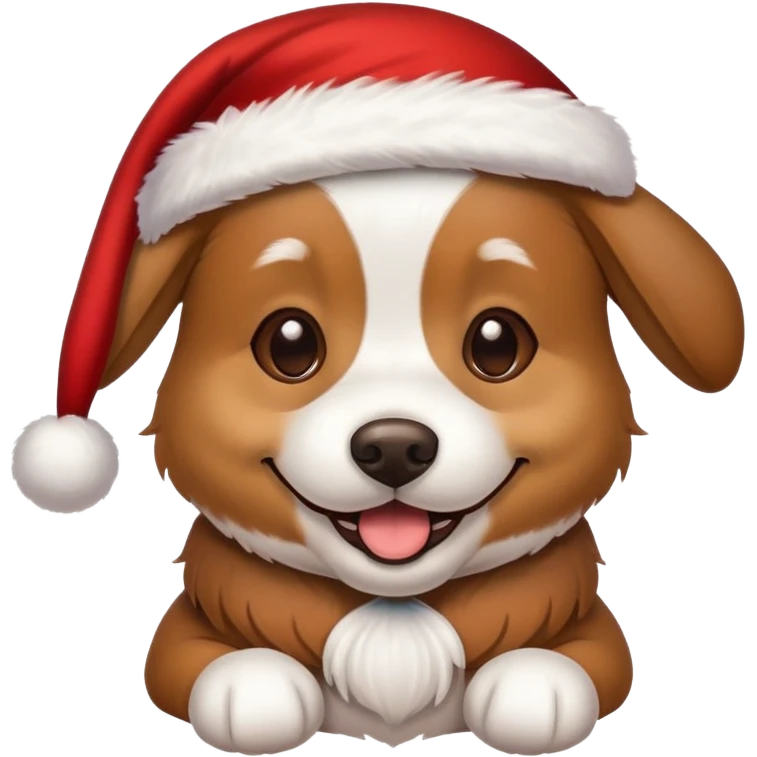 Dog wearing a Santa hat emoji