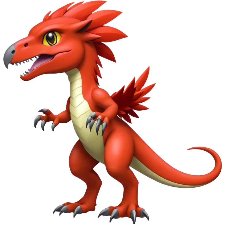 Furry feather-mane Cool shiny Digimon-Fakemon-Guilmon-Velociraptor full body   emoji