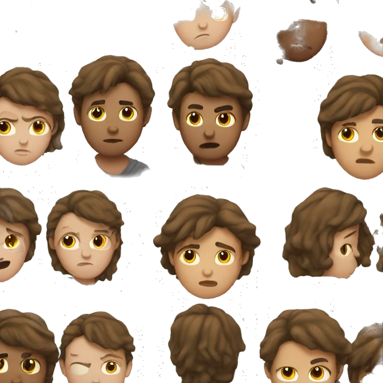 a teenager with mullet with brown hair sad face emoji