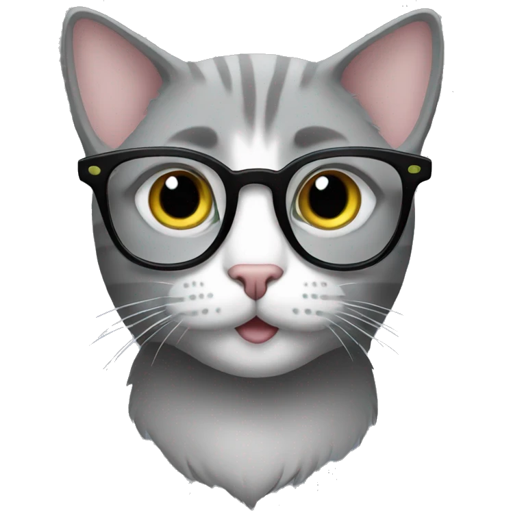 grey cat glasses emoji