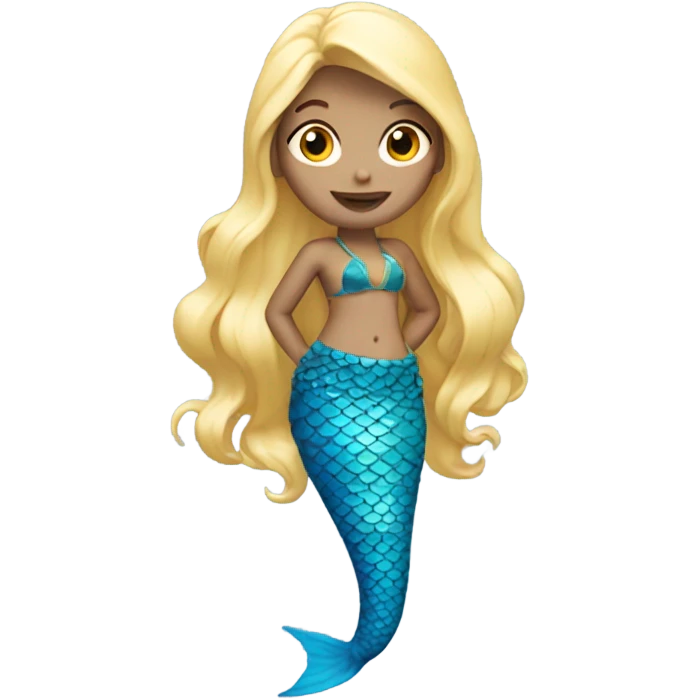 blonde mermaid with blue tail emoji