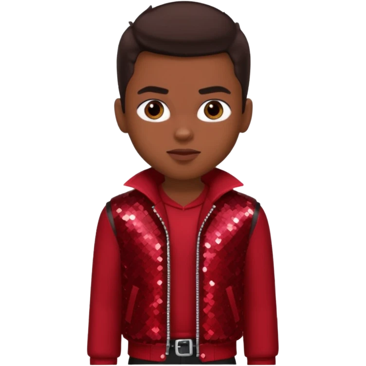 Dylan from Bratz Boyz with medium dark skin, dark brown hair and dark red sequin outfit emoji