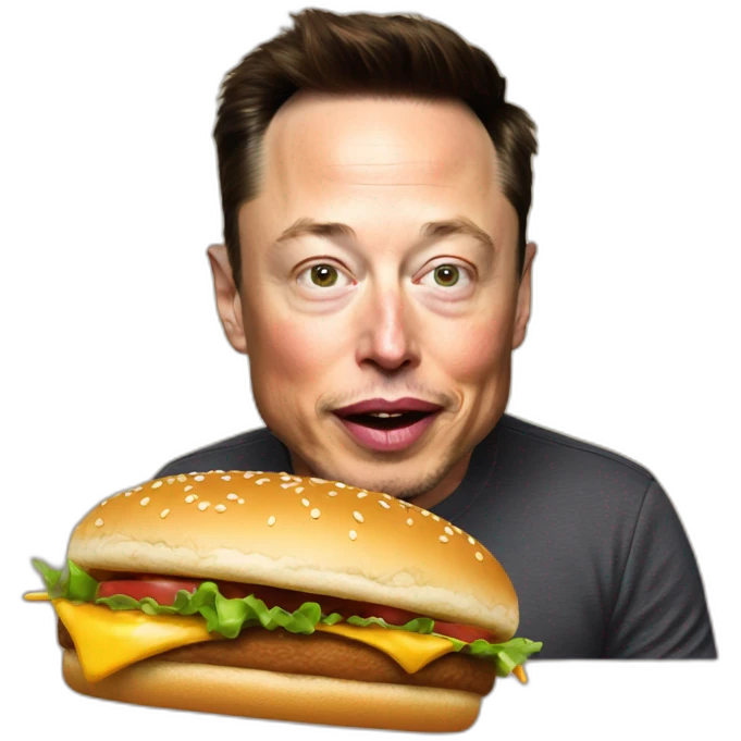 Create emoji Elon Musk eating burge emoji