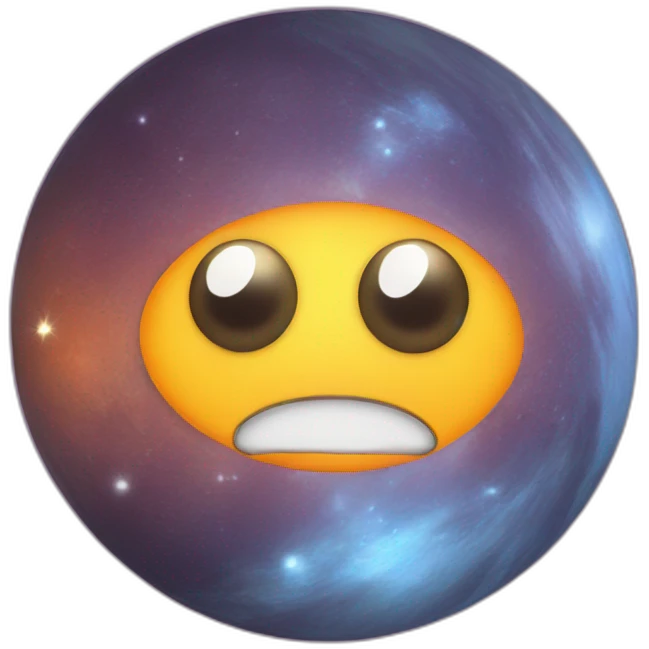 planet Sun with a cartoon large face with big kind eyes emoji