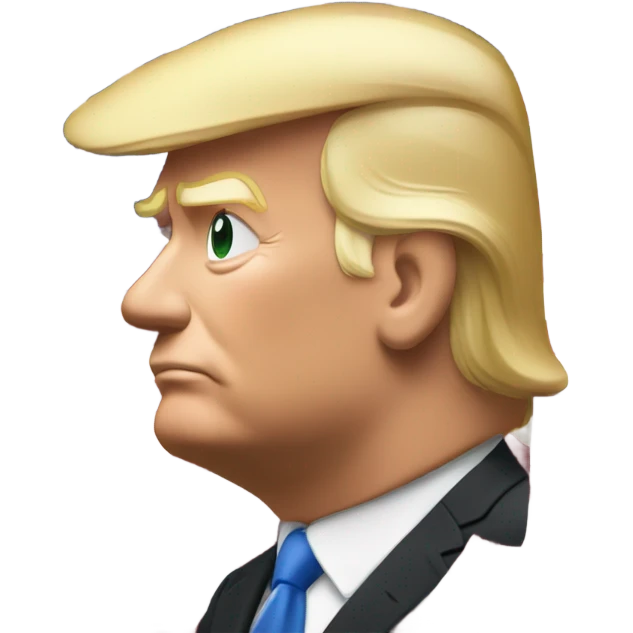 Donald trump looking at the American flag emoji