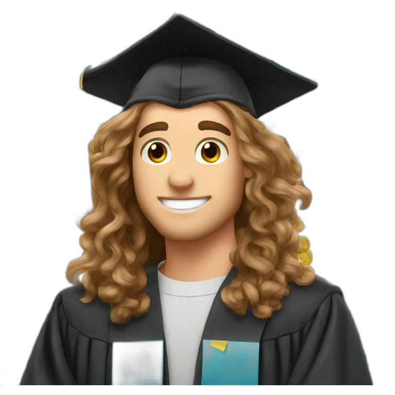 Proud graduate Male Long Brown Hair with confetti emoji emoji