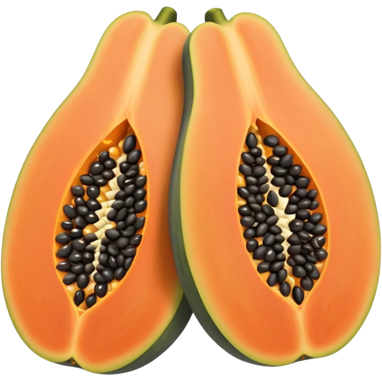 papaya cut in half, showing black seeds emoji