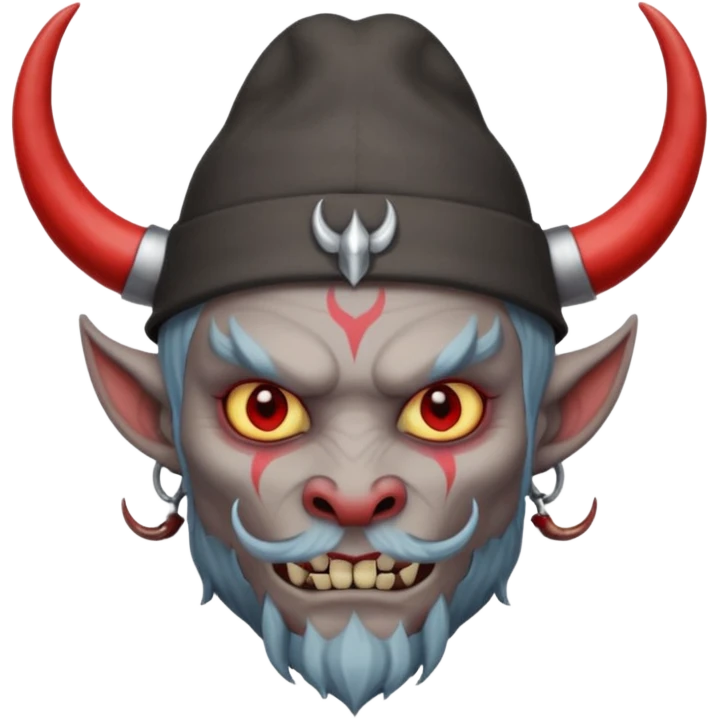 demon with tattoos, hat and horns emoji