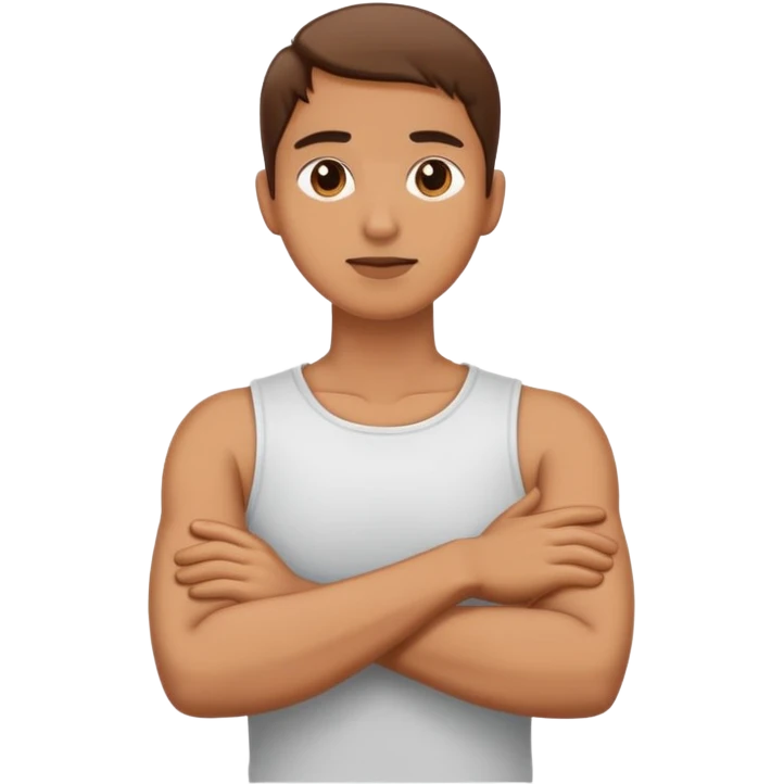 Arms crossed holding neck emoji
