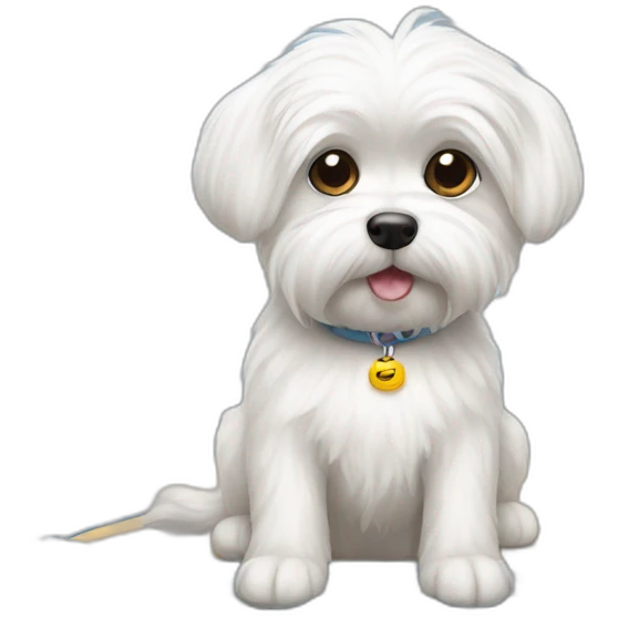 maltese dog at computer emoji