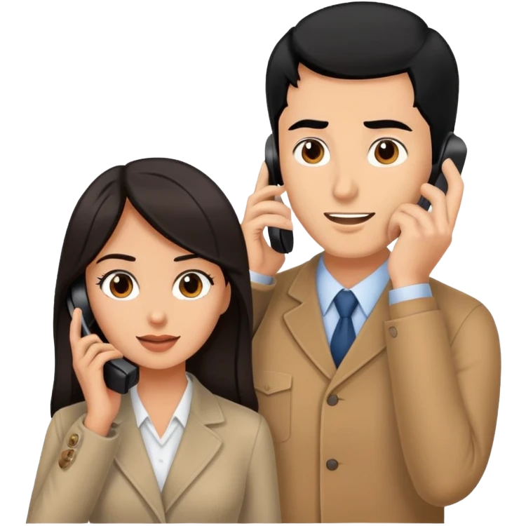 couple talking on the phone man with black hair and woman with brown hair emoji