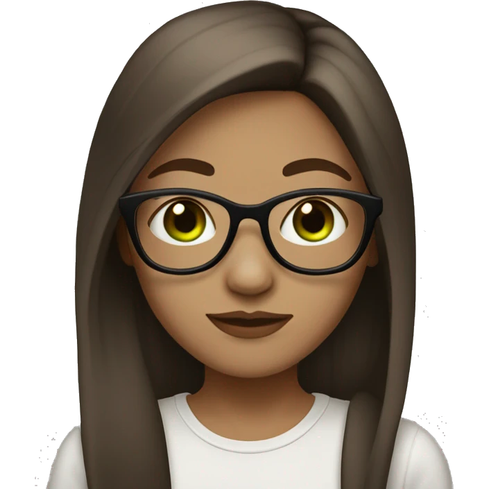 girl with normal light skin, glasses, green eyes, septum piercing and brown straight hair emoji