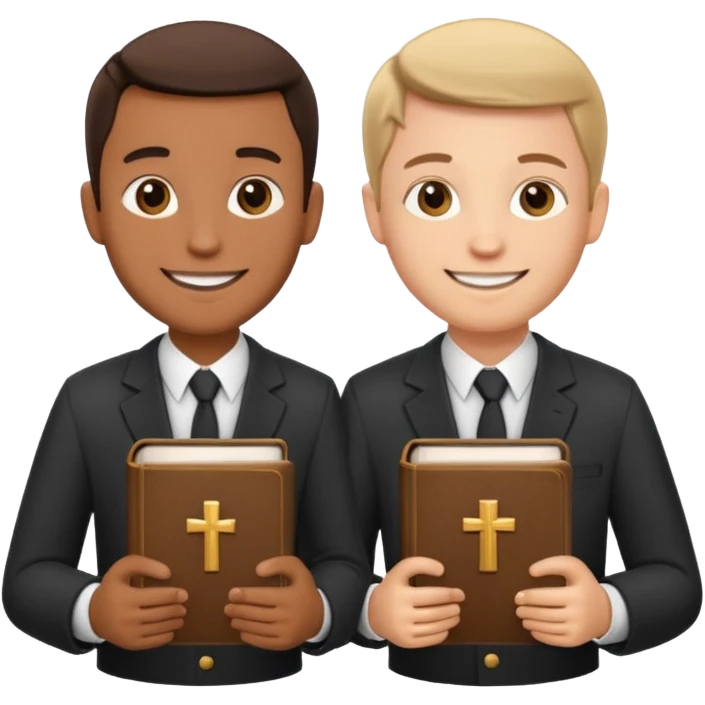 two missionaries with a bible emoji