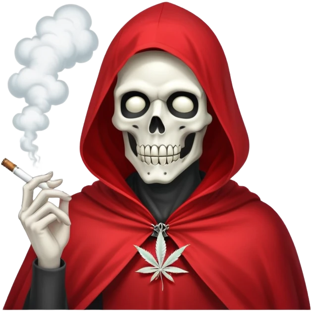 grim reaper in red cape smoking weed with loads of smoke in the air emoji