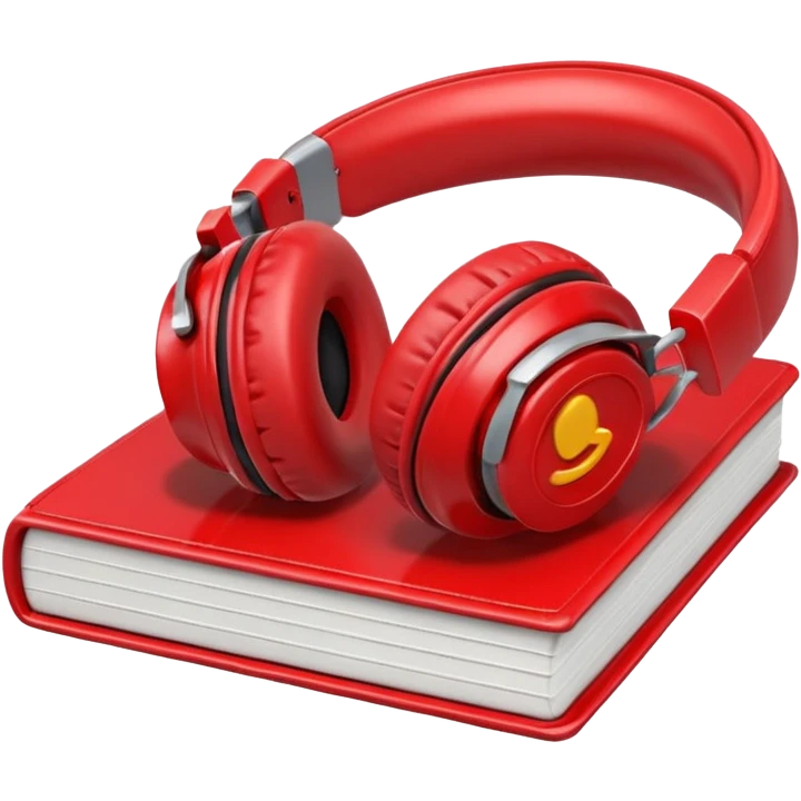 Red headphones laying on a closed red book emoji emoji