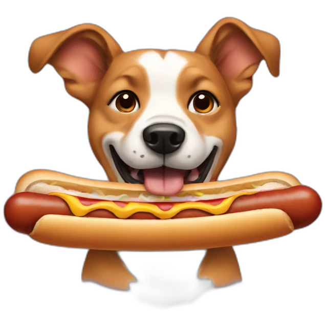 dog eating a hot dog emoji
