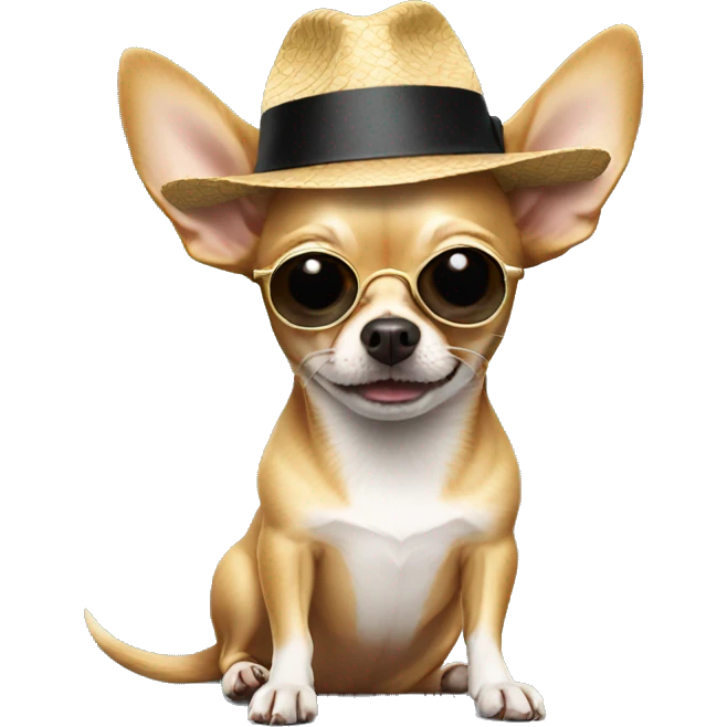 Chihuahua with a hat and sunglasses emoji